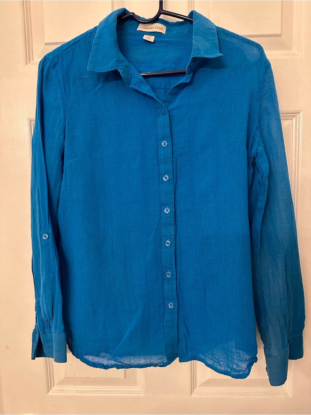 Coldwater‎ Creek Teal-Blue Lightweight Button-Down Shirt